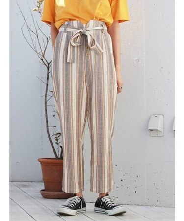 マルチストライプテーパードパンツ