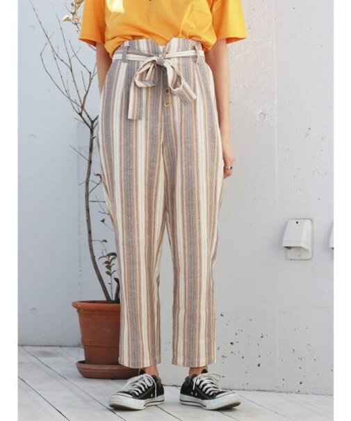 マルチストライプテーパードパンツ