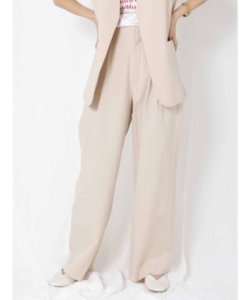 シルク混タックワイドパンツ