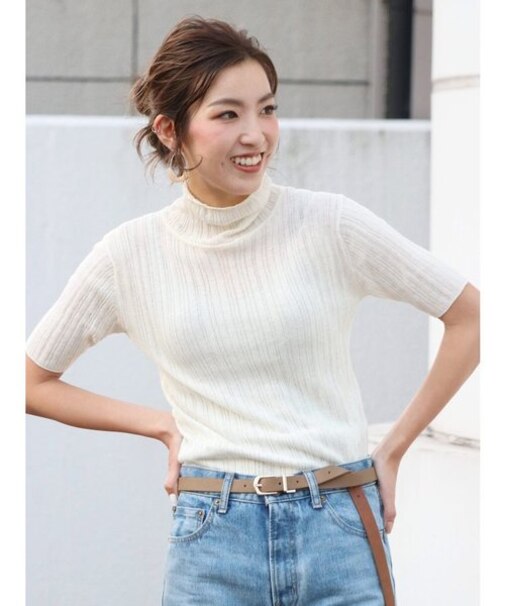 シアータートルハーフスリーブニット