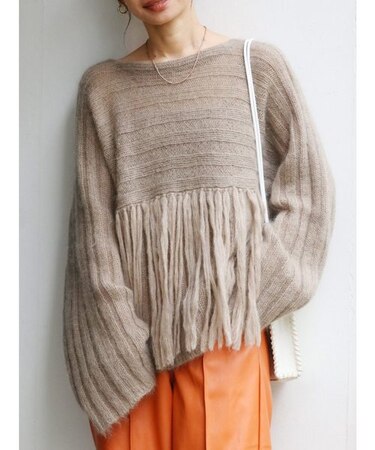 フリンジボリュームニット