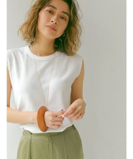 サイドスリットワッフルタンクトップ