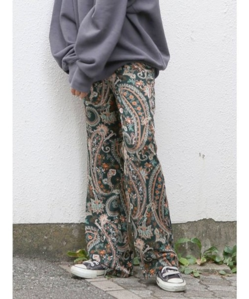 ペイズリーフィットフレアパンツ