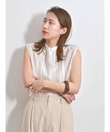 【WEB限定】ピンタックシアーノースリブラウス