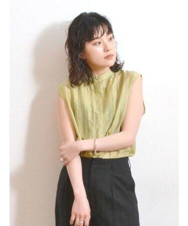 【WEB限定】ピンタックシアーノースリブラウス