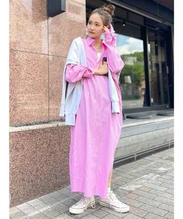 ストライプシャツワンピース