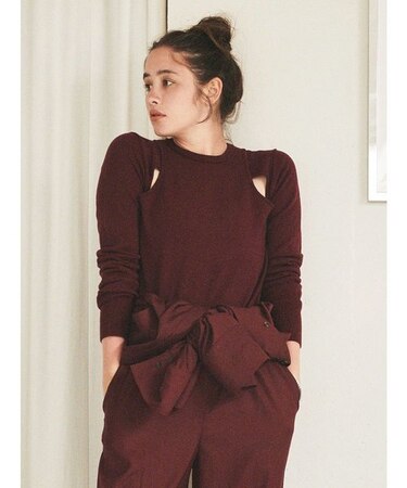 クルーネックデザインニット