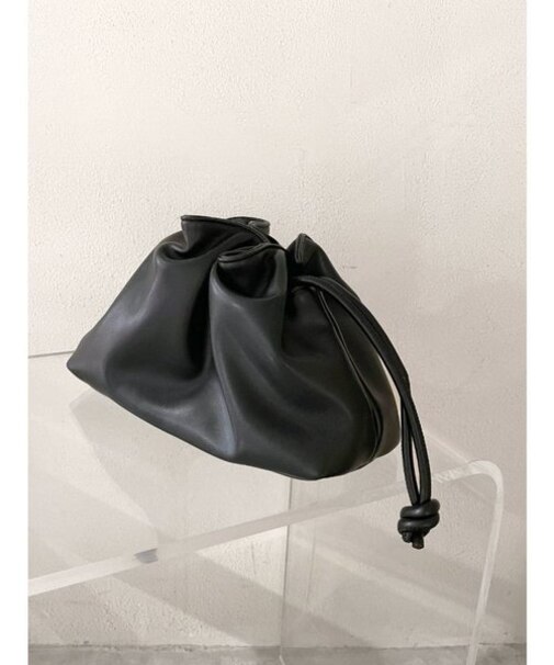 フェイクレザーギャザークラッチバッグ