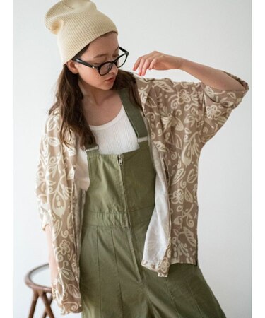 リーフ柄開襟シャツ