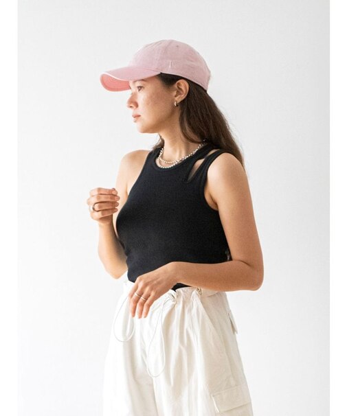 パット付きアシメデザインテレコタンクトップ