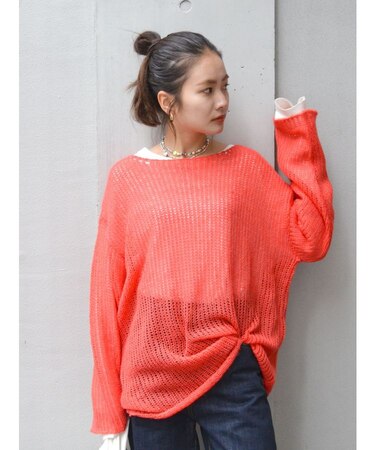 透かし編みル－ズニット