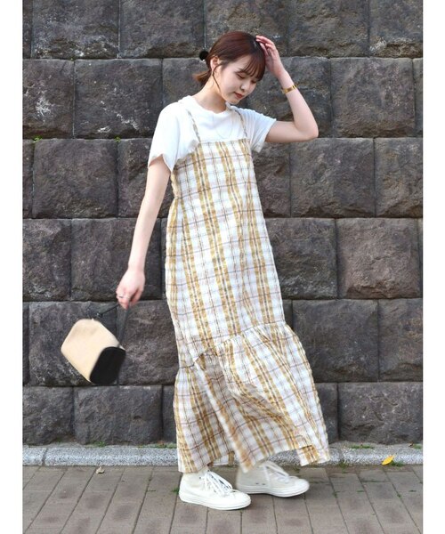 WEB限定】チェックキャミワンピース｜アングリッドの通販｜&mall