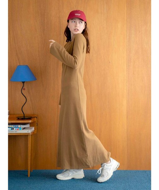 【WEB限定】フレアスリーブテレコフィットワンピース