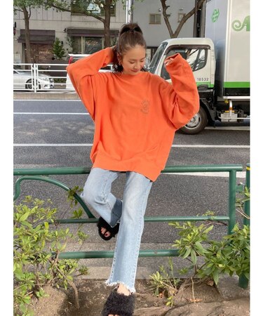 ヘムダメージテーパードデニム