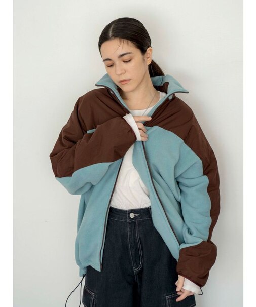 バイカラーフリースブルゾン