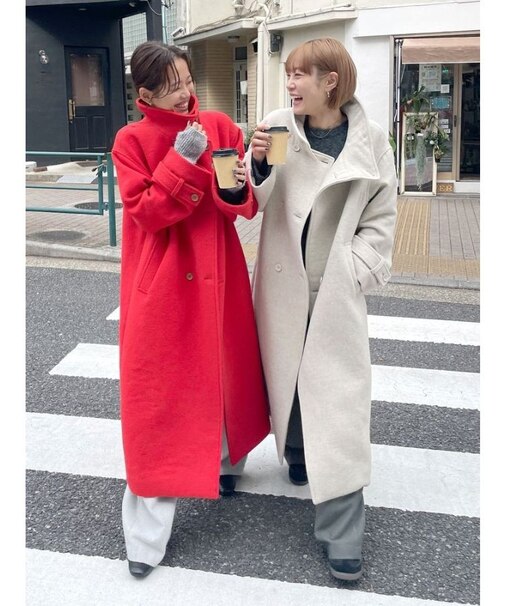 スタンドカラールーズコート