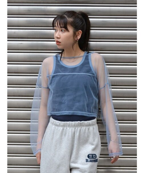 チュールショートロングスリーブTee