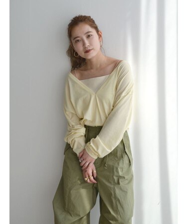 ハイツイストＶネックロングスリーブTee