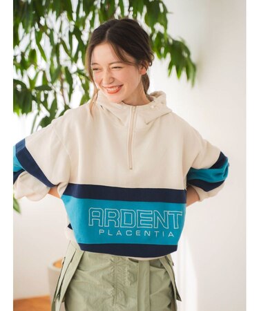 バイカラーロゴジップパーカー