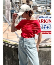 オフショルギャザーTee