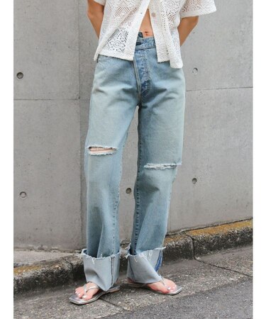 ウエストリメイクロールアップデニム