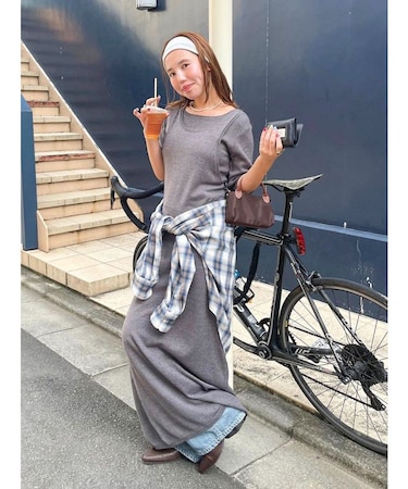 レイヤードニットワンピース