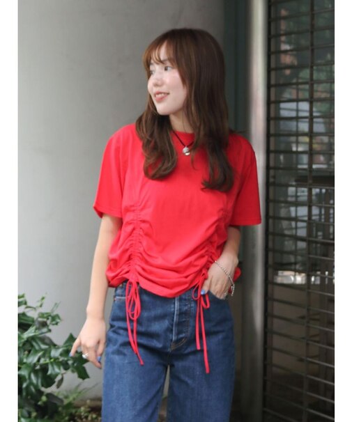 ギャザーデザインハーフスリーブTee