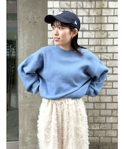 カシミヤ混スムース編みルーズニット