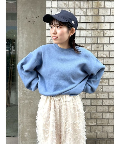 カシミヤ混スムース編みルーズニット