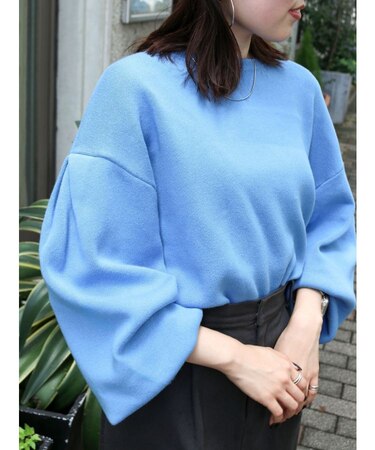 【WEB限定】スリーブタックスウェットライクルーズニット