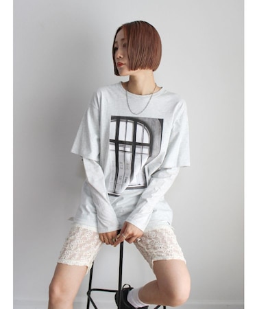 フォトプリントレイヤードロングスリーブTee