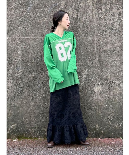メッシュコンビナンバリングロングスリーブTee