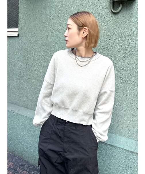 コットン混ショートルーズニット