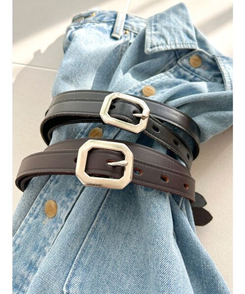 ANN DEMEULMEESTER レザー・ロングベルト 結ぶロングレザーベルト20mm／GD金具 | おしゃれな大人