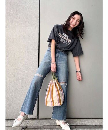カットオフダメージストレートデニム