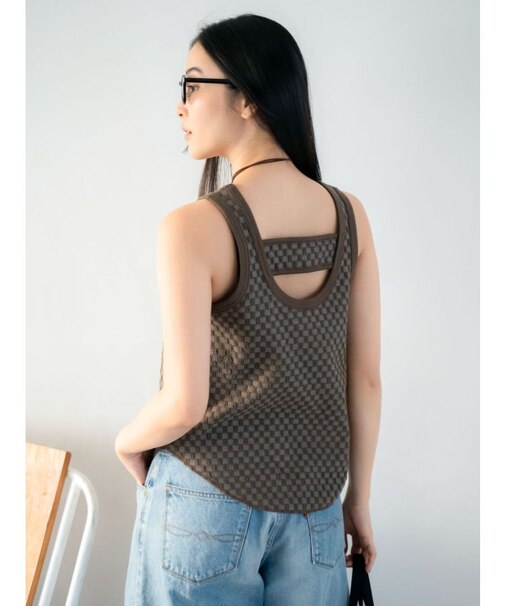 チェックジャカードタンクトップ