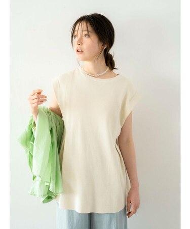 バックスリットワッフルタンクトップ