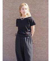 サイドギャザーボートネックTee