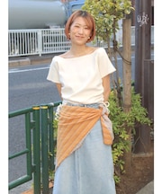 サイドギャザーボートネックTee