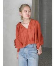 メッシュコンビショートブラウス