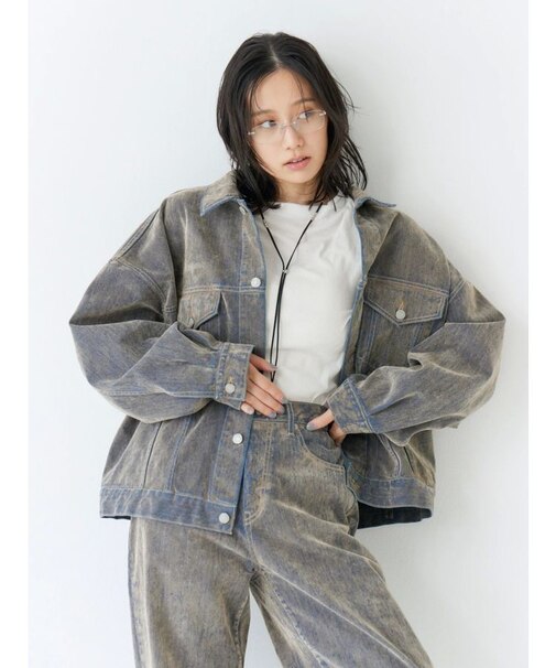 フロッキー起毛デニムジャケット
