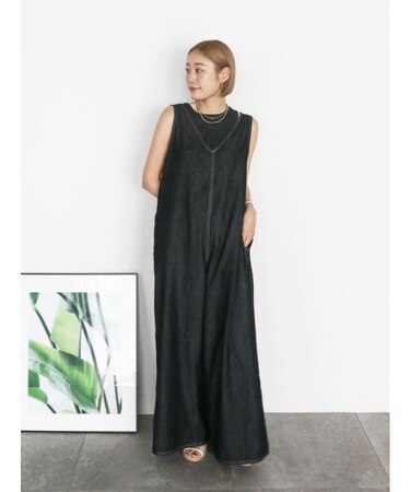 バックオープンデニムサロペット｜アングリッドの通販｜&mall（アンド