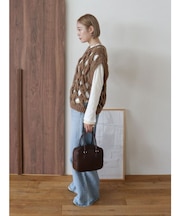 フェイクレザースクエアハンドバッグ