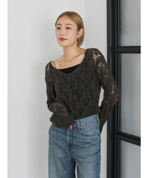 2Way透かし編みルーズニット