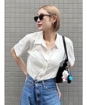 リネン混ハーフスリーブポロカーデ