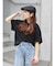 リネン混ボートネックショートTee