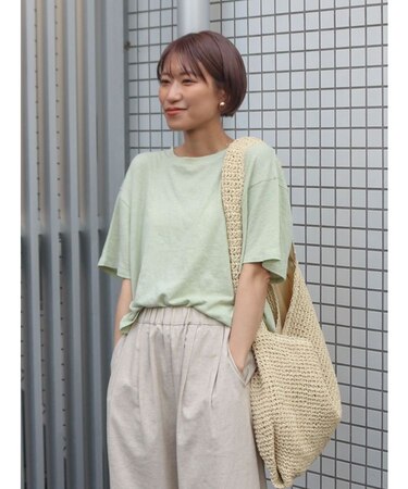 リネン混ボートネックショートTee