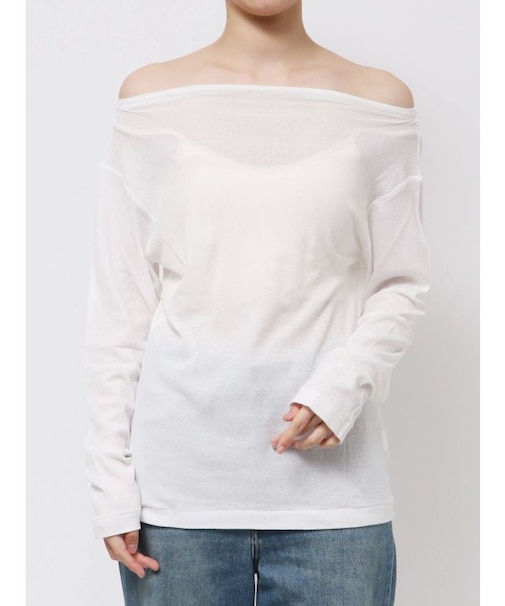 オフショルデザインシアーロングスリーブTee
