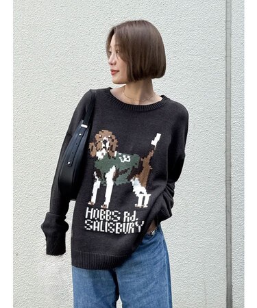 【WEB限定】ドッグモチーフジャカードニット