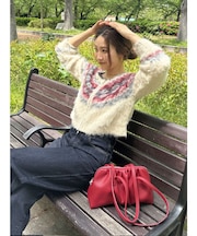 【WEB限定】求心柄ショートジップニット